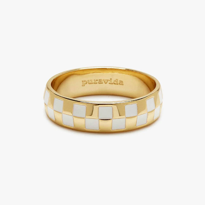 CHECKERBOARD GOLD RING 5PK SIZE 6